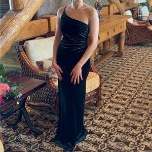 Revelry Classic Emerald Velvet Bridesmaid Dress